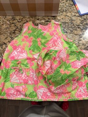 Bright Tropical Pink & Lime Girls Tunic with Bloomers Lilly Pulitzer